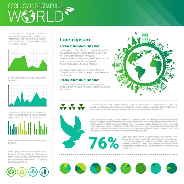 Világ környezetvédelmi zöld energia ökológia Infographics Banner másol hely — Stock Vector