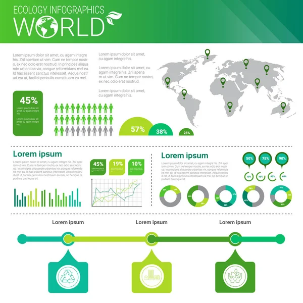 Világ környezetvédelmi zöld energia ökológia Infographics Banner másol hely — Stock Vector