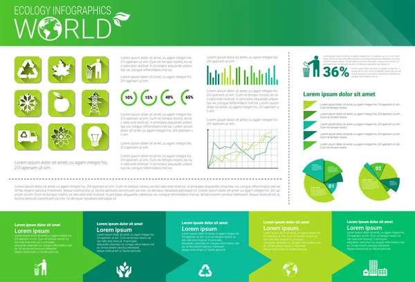 Világ környezetvédelmi zöld energia ökológia Infographics Banner másol hely — Stock Vector