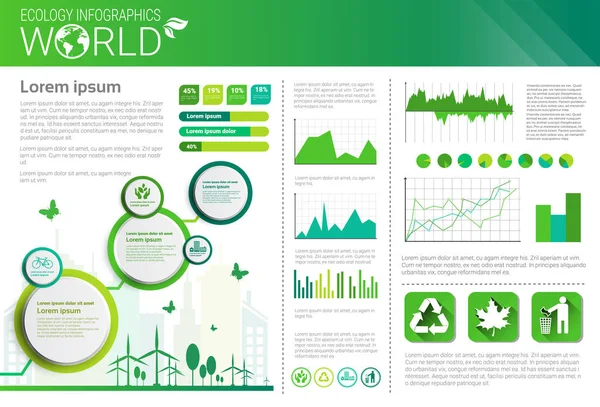 Παγκόσμια προστασία του περιβάλλοντος πράσινη ενέργεια οικολογία Infographics πανό με αντίγραφο χώρου — Διανυσματικό Αρχείο