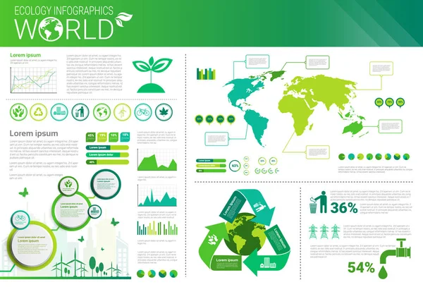 Világ környezetvédelmi zöld energia ökológia Infographics Banner másol hely — Stock Vector