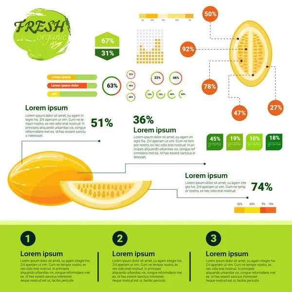 Infográficos orgânicos frescos Crescimento de frutas naturais, agricultura e agricultura — Vetor de Stock