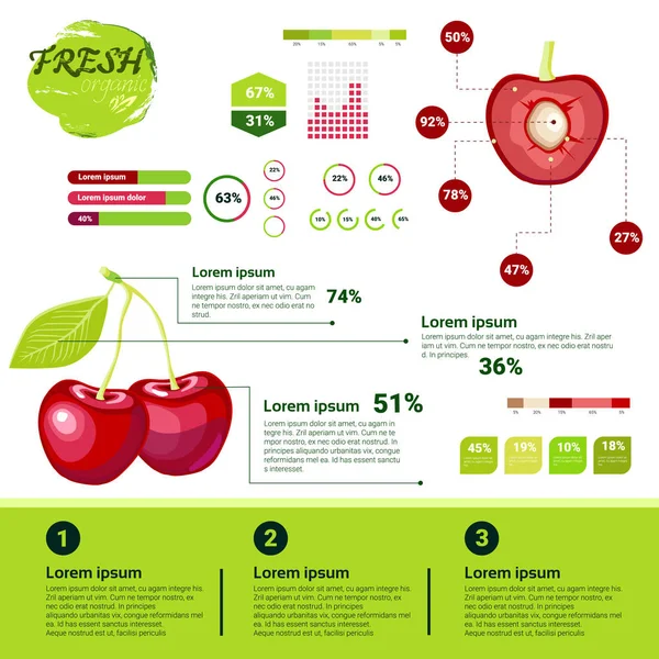 Infografías ecológicas frescas Frutas naturales Crecimiento, agricultura y agricultura — Vector de stock