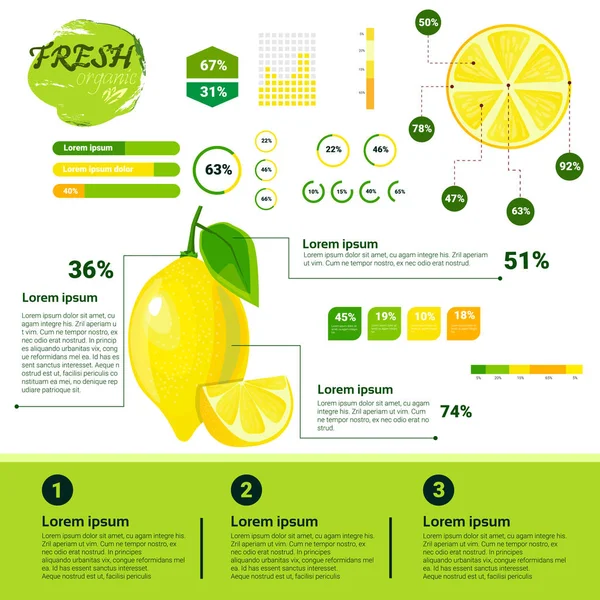 Infográficos orgânicos frescos Crescimento de frutas naturais, agricultura e agricultura — Vetor de Stock