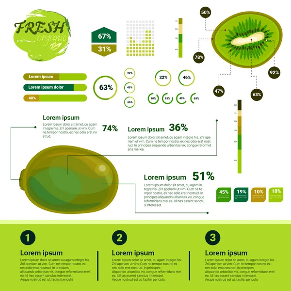 Infografías ecológicas frescas Frutas naturales Crecimiento, agricultura y agricultura — Vector de stock