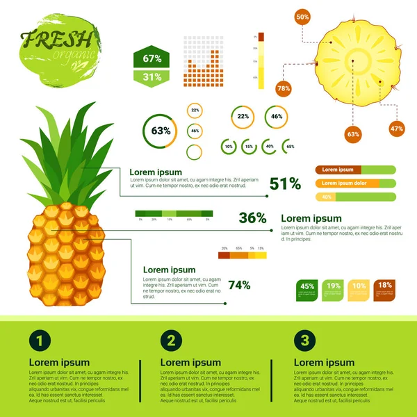 Infografías ecológicas frescas Frutas naturales Crecimiento, agricultura y agricultura — Vector de stock