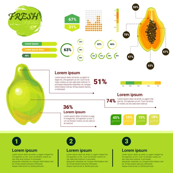 Fresh Organic Infographics Natural Fruits Growth, Agriculture and Farming — стоковый вектор