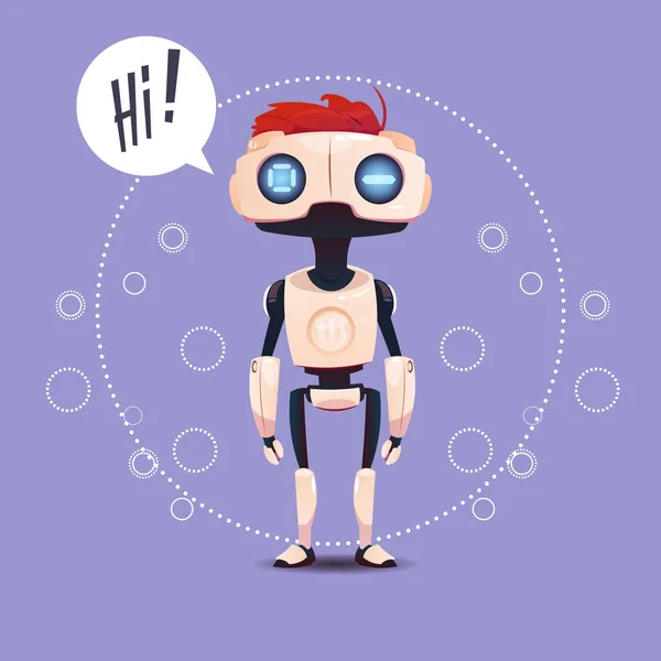 Chat Bot, Robot elemento de asistencia virtual de aplicaciones web o móviles, Concepto de inteligencia artificial — Archivo Imágenes Vectoriales