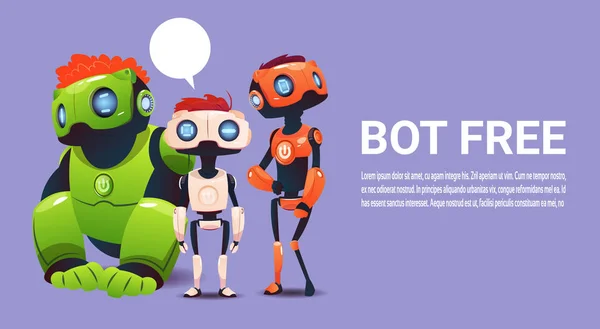 Free Chat Bot, Robot elemento de asistencia virtual de aplicaciones web o móviles, Concepto de inteligencia artificial — Vector de stock