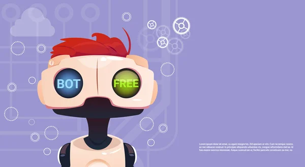 Bot de bate-papo livre, Robô elemento de assistência virtual do site ou aplicações móveis, conceito de inteligência artificial —  Vetores de Stock