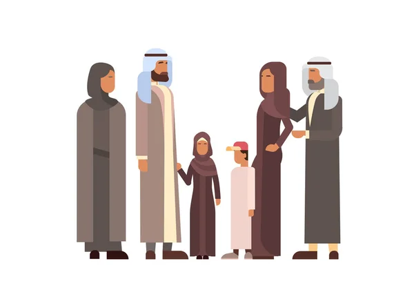 阿拉伯家庭，阿拉伯语父母与孩子 — 图库矢量图片