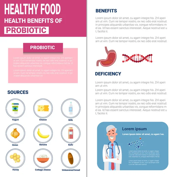 Hälsosam mat Infographics produkter med vitaminer och mineraler, Health Nutrition livsstilskoncept — Stock vektor