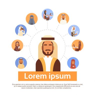 Arap adam Müslüman insanlar sohbet medya iletişim sosyal ağ ile bağlantısı olan