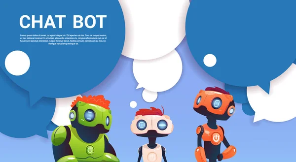 Chat Bot Robot Virtual pomoc witryny sieci Web lub aplikacji mobilnych, sztuczna inteligencja koncepcja — Wektor stockowy