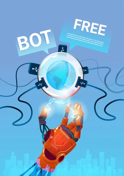 Chat Bot gratis Robot virtuele bijstand van Website of mobiele toepassingen, kunstmatige intelligentie Concept — Stockvector