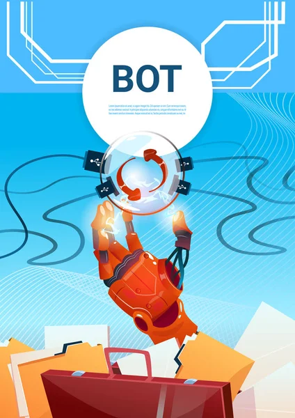 Chat bot gratuito Robot assistenza virtuale del sito web o applicazioni mobili, concetto di intelligenza artificiale — Vettoriale Stock