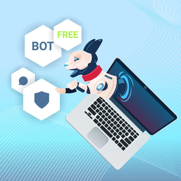 Bot czat Darmowe Robot pomocy wirtualnej witryny sieci Web lub aplikacji mobilnych, sztuczna inteligencja koncepcja — Wektor stockowy