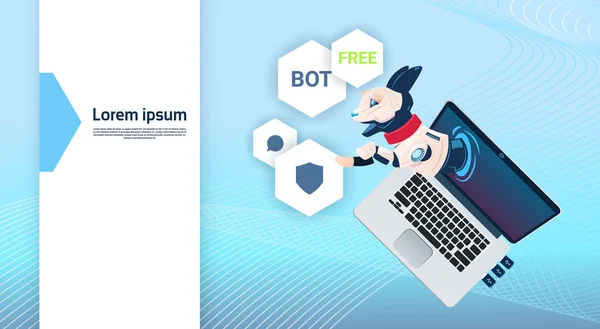 Chat Bot Robot gratuit Assistance virtuelle de site Web ou d'applications mobiles, concept d'intelligence artificielle — Image vectorielle