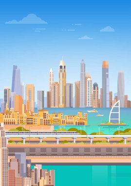 Metro üzerinde şehir gökdelen görünümü Cityscape arka plan manzarası