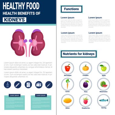Sağlıklı gıda Infographics ürünler vitamin ve mineraller, sağlık beslenme yaşam tarzı kavramı ile
