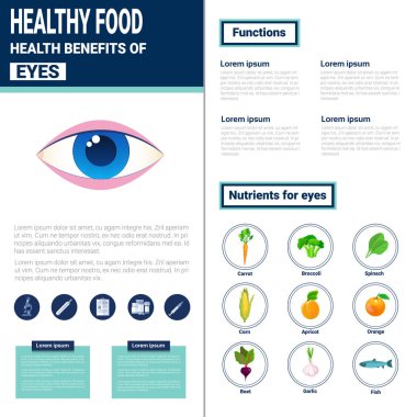 Sağlıklı gıda Infographics ürünler vitamin ve mineraller, sağlık beslenme yaşam tarzı kavramı ile