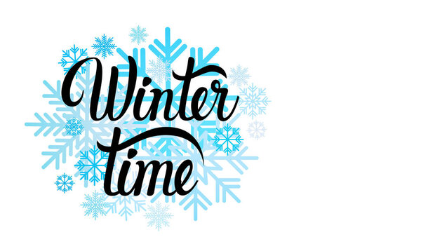 Hello Winter Season Text Banner Abstract White Background