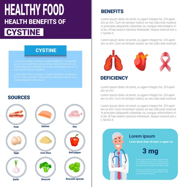 Hälsosam mat Infographics produkter med vitaminer och mineraler källor, Health Nutrition livsstilskoncept — Stock vektor