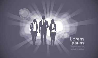 Siluet işadamları grubu iş adamı ve kadın takım