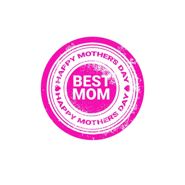 Feliz día de la madre, sello de felicitación de vacaciones de primavera — Vector de stock