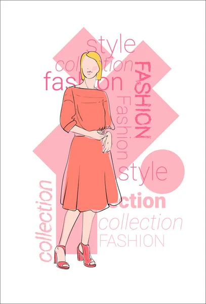 Modelo Feminino Wear Fashion Clothes Collection — Vetor de Stock