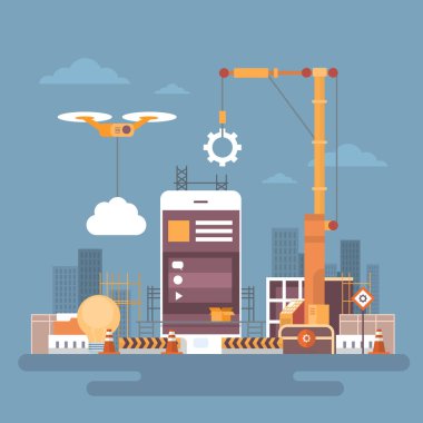 Mobil Uygulama Web geliştirme, hücre telefon uygulaması programlama kavramı akıllı