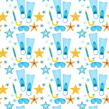 Dalış palet maskeleri yaz plaj tatil kavramı Seamless Modeli