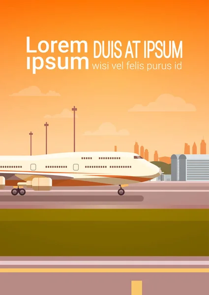 Terminal de l'aéroport avec avion volant décollant — Image vectorielle