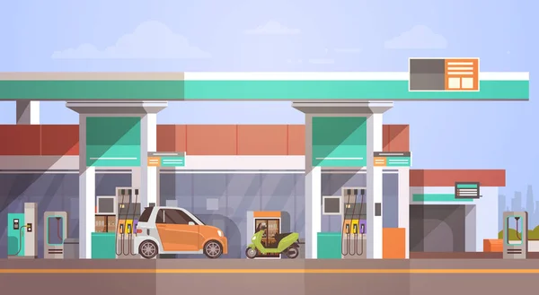 Combustível de carro no posto de gasolina — Vetor de Stock