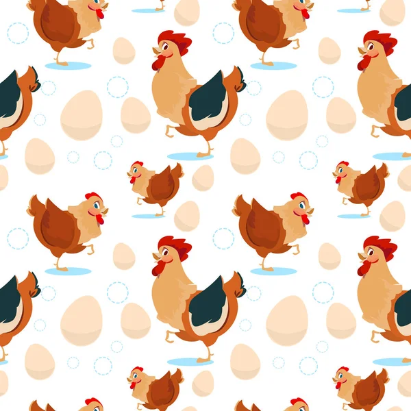 Κοτόπουλο και κόκορα εκτροφής χωρίς ραφή πρότυπο — Διανυσματικό Αρχείο