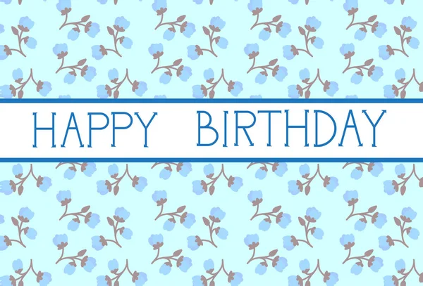 Feliz cumpleaños tarjeta de felicitación lindo sobre flores fondo — Vector de stock