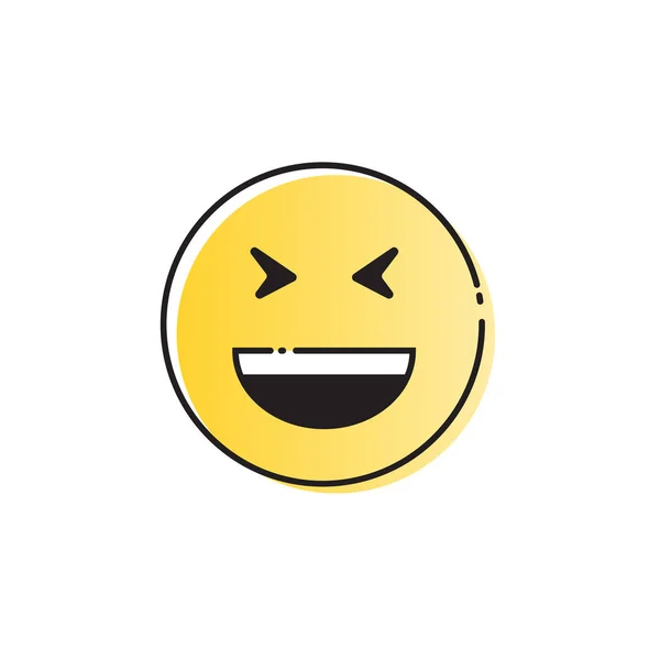 Jaune sourire dessin animé visage rire positif gens émotion bouche ouverte icône — Image vectorielle