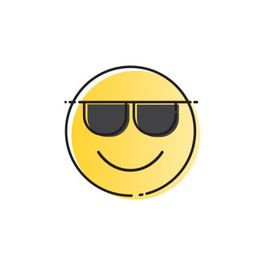 Sarı gülümseyen karikatür yüz giyim güneş gözlüğü pozitif insanlar duygu simgesi