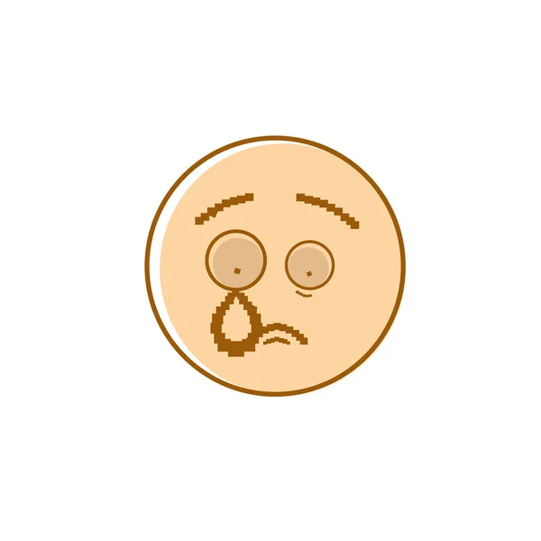 (Inggris) Sad Cartoon Face Crying Negative People Emotion Icon - Stok Vektor