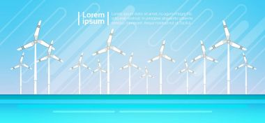 Rüzgar türbin enerji yenilenebilir su istasyonu deniz arka plan