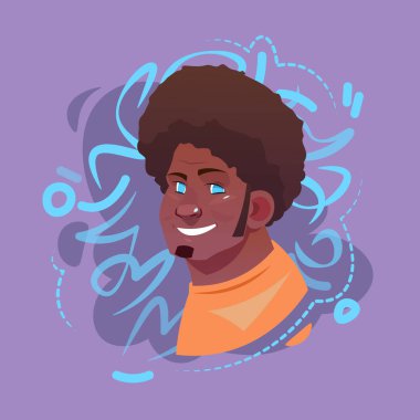 Profil simgesi erkek duygu Avatar, Hipster adam portre mutlu güler yüz çizgi film