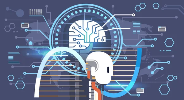 Actividad abstracta de las neuronas cerebrales, Banner del concepto de inteligencia del pensamiento de la medicina — Vector de stock