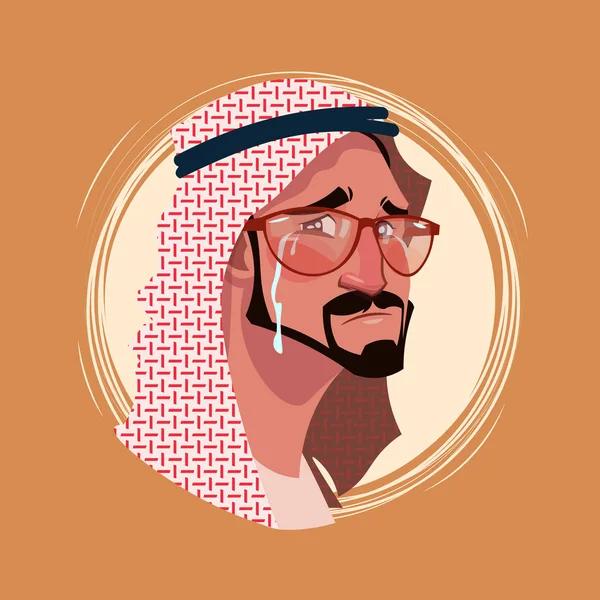 Perfil Ícone Masculino Emotion Avatar, Hipster Man Cartoon Portrait Crying Face —  Vetores de Stock