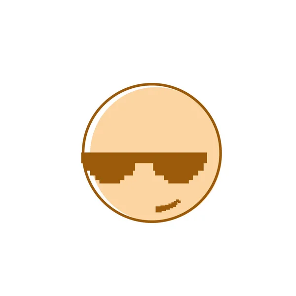 Smiling Cartoon Face Wear Sunglasses Positive People Emotion Icon — Stock Vector