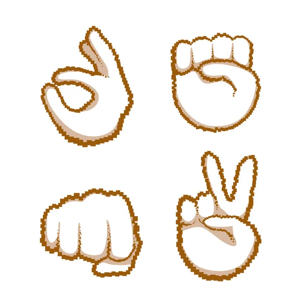 Set de gestos de mano Gente Emoción Icono Colección — Vector de stock