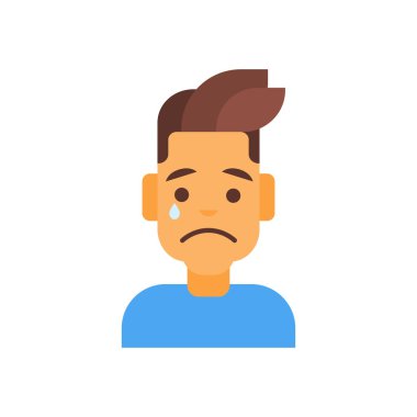Profil simgesi erkek duygu Avatar, adam karikatür portre üzgün yüz ağlıyor