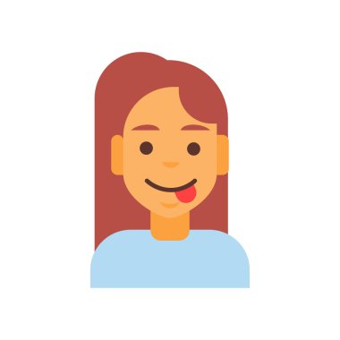 Profil simgesi kadın duygu Avatar, kadın karikatür portre mutlu güler yüz Dil Gösterilen