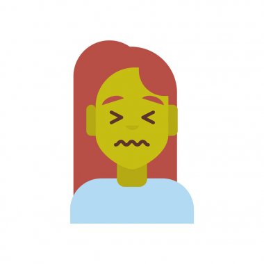 Profil simgesi kadın duygu Avatar, kadın karikatür portre üzgün yeşil yüz duygu hasta