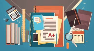 İşyeri danışma belgeleri kağıtları klasör ofis şeyler en iyi açı görünümü kopya alanı