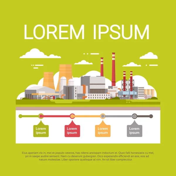 Bannière d'infographie d'environnement pollué par l'air et l'eau sales de tuyau d'usine de pollution de nature — Image vectorielle